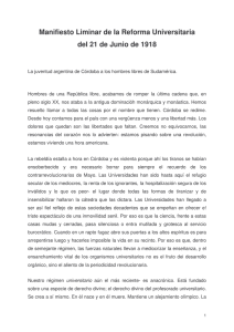 Manifiesto de la Reforma Universitaria 21 de junio de 1918