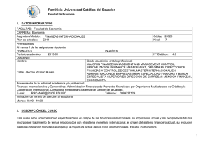 Syllabus Finanzas Internacionales - Pontificia Universidad Católica