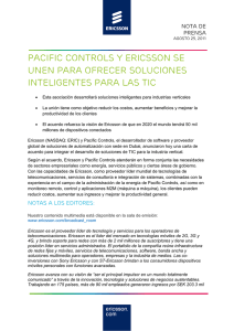 Pacific Controls y Ericsson se unen para ofrecer soluciones