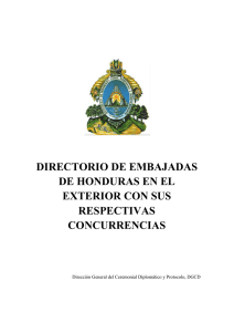 DIRECTORIO DE EMBAJADAS DE HONDURAS EN EL EXTERIOR