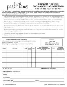 customer • hostess exchange replacement form