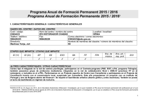 Programa Anual de Formació Permanent 2015 / 2016 Programa