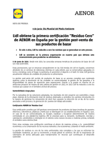 Lidl obtiene la primera certificación “Residuo Cero” de AENOR en