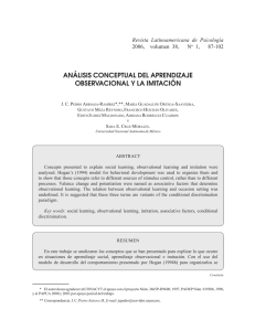 análisis conceptual del aprendizaje observacional y la imitación