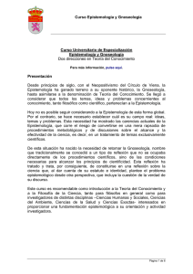 Curso Epistemología y Gnoseología Curso Universitario de