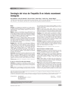 Serologia del virus de l`hepatitis B en infants recentment immigrats