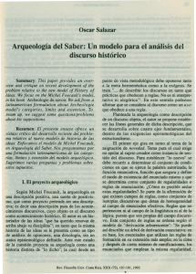 Oscar Salazar: "Arqueología del Saber": un modelo para el análisis