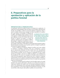 6. Preparativos para la aprobación y aplicación de la política forestal