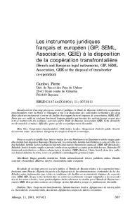 Les instruments juridiques français et européen (GIP, SEML