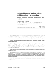 Legislación penal antiterrorista: análisis crítico y propuestas
