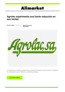 Agrolac experimenta una fuerte reducción en sus ventas