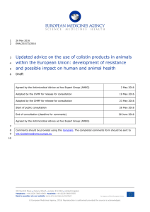 Updated advice on the use of colistin products in animals within the