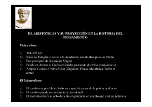 III. ARISTÓTELES Y SU PROYECCIÓN EN LA HISTORIA DEL