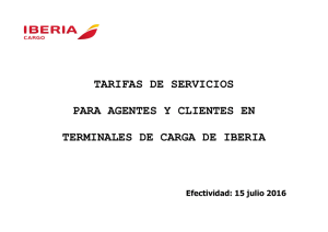 tarifas de servicios en terminales de carga de iberia