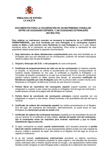 Requisitos celebración matrimonio consular entre ESPAÑOL Y