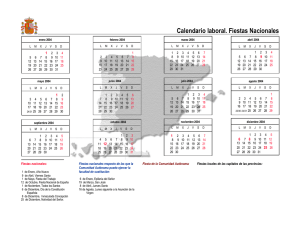 Calendario laboral. Fiestas Nacionales