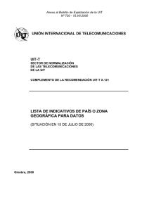 lista de indicativos de país o zona geográfica para datos