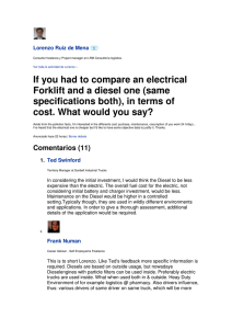 If you had to compare an electrical Forklift and a diesel one (same