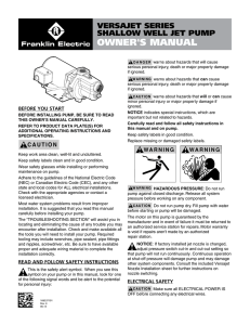 owner`s manual - Franklin Electric