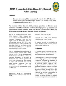 TEMA 2: Licencia de GNU/Linux, GPL (General Public License)
