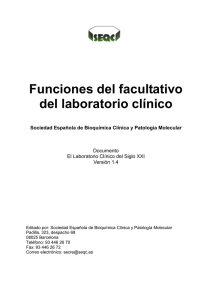 Funciones del facultativo del Laboratorio Clínico