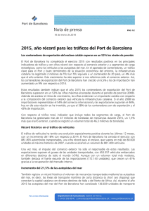 2015, año récord para los tráficos del Port de Barcelona