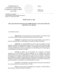 OPANAL/Res.271 (XII): DECLARACION DE FOZ DE IGUAZU