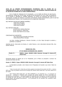 ÚNICO.- Expte. 255/2012 GOB. Dimisión Concejal D. Antonio Mª