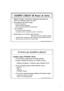DISEfO LÓGICO DE Bases de Datos ETAPAS del DISEfO LÐGICO
