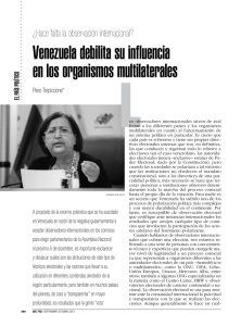 Venezuela debilita su influencia en los organismos multilaterales