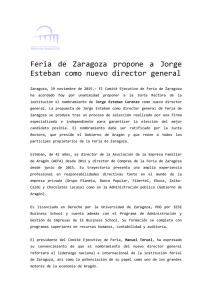 Feria de Zaragoza propone a Jorge Esteban como nuevo director