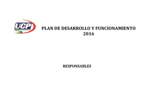 PLAN DE DESARROLLO Y FUNCIONAMIENTO 2016