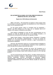 Nota Prensa CIE AUTOMOTIVE ALCANZA LOS 81 MILLONES DE