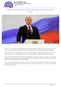 Vladimir Putin anuncia retirada de tropas rusas de territorio sirio