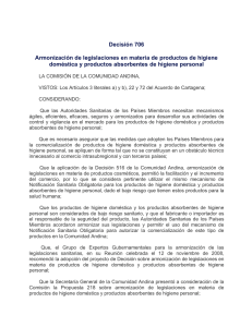 Decisión 706 Armonización de legislaciones en materia de