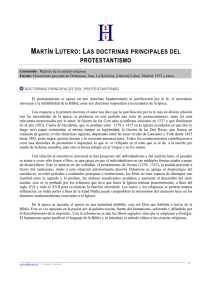 MARTÍN LUTERO : LAS DOCTRINAS PRINCIPALES DEL