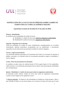 INSTRUCCIÓN DE LA FACULTAD DE DERECHO SOBRE CAMBIO