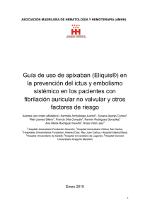 Guía de uso de apixaban - Asociación Madrileña de Hematología y