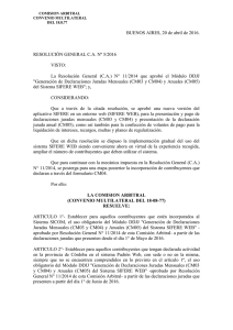 Resolución General CA 05/2016 - Comisión Arbitral del Convenio