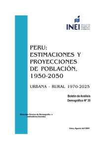 peru: estimaciones y proyecciones de población, 1950-2050