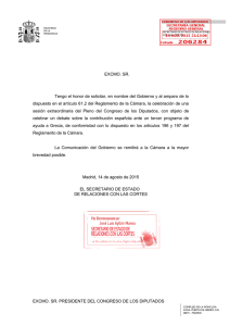 EXCMO. SR. PRESIDENTE DEL CONGRESO DE LOS DIPUTADOS