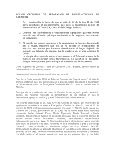 ACCION ORDINARIA DE SEPARACION DE BIENES.—TECNICA