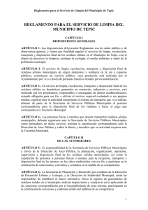 reglamento para el servicio de limpia del municipio de tepic