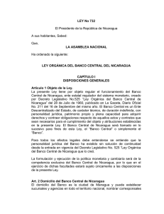 Ley 732 Ley Orgánica del Banco Central de Nicaragua