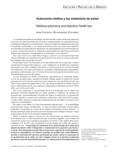 Autonomía médica y ley estatutaria de salud Medical autonomy and