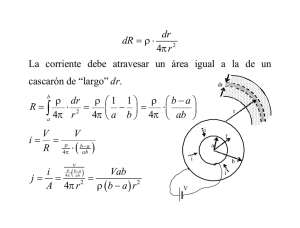 4 dr dR r ρ π = ⋅ La corriente debe atravesar un área igual a la de