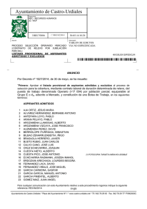 REC/62/2014 Listado Provisional de Aspirantes Admitidos y Excluidos