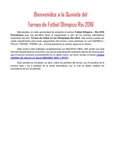 Bienvenidos a la Quiniela del Torneo de Fútbol Olímpico Rio 2016