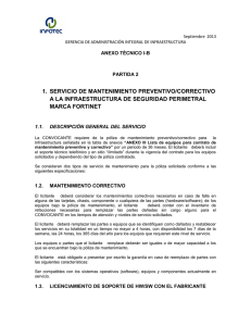 1. SERVICIO DE MANTENIMIENTO PREVENTIVO/CORRECTIVO A