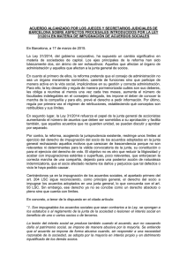 Acuerdo sobre aspectos procesales introducidos por la Ley 31/2014